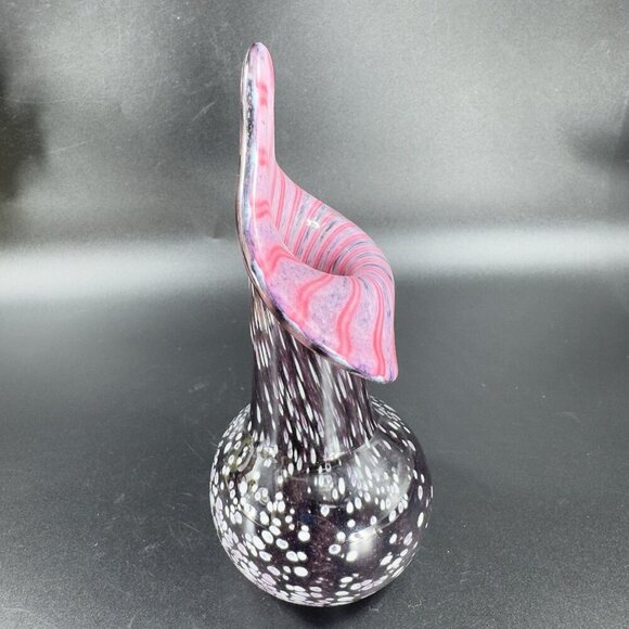 Vintage Hand Blown Art Glass Vase Jack In Pulpit Hand Made Studio Glass Vase VTG - Picture 12 of 16